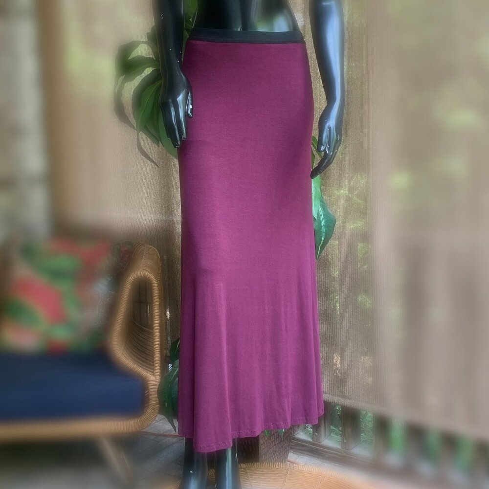Free People Burgundy Side Slit Maxi Skirt